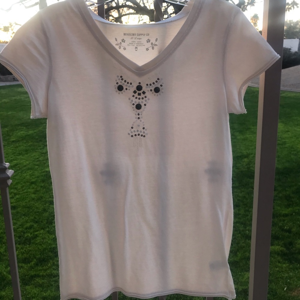 MOSSIMO SUPPLY CO Boho Embellished Cream Shirt